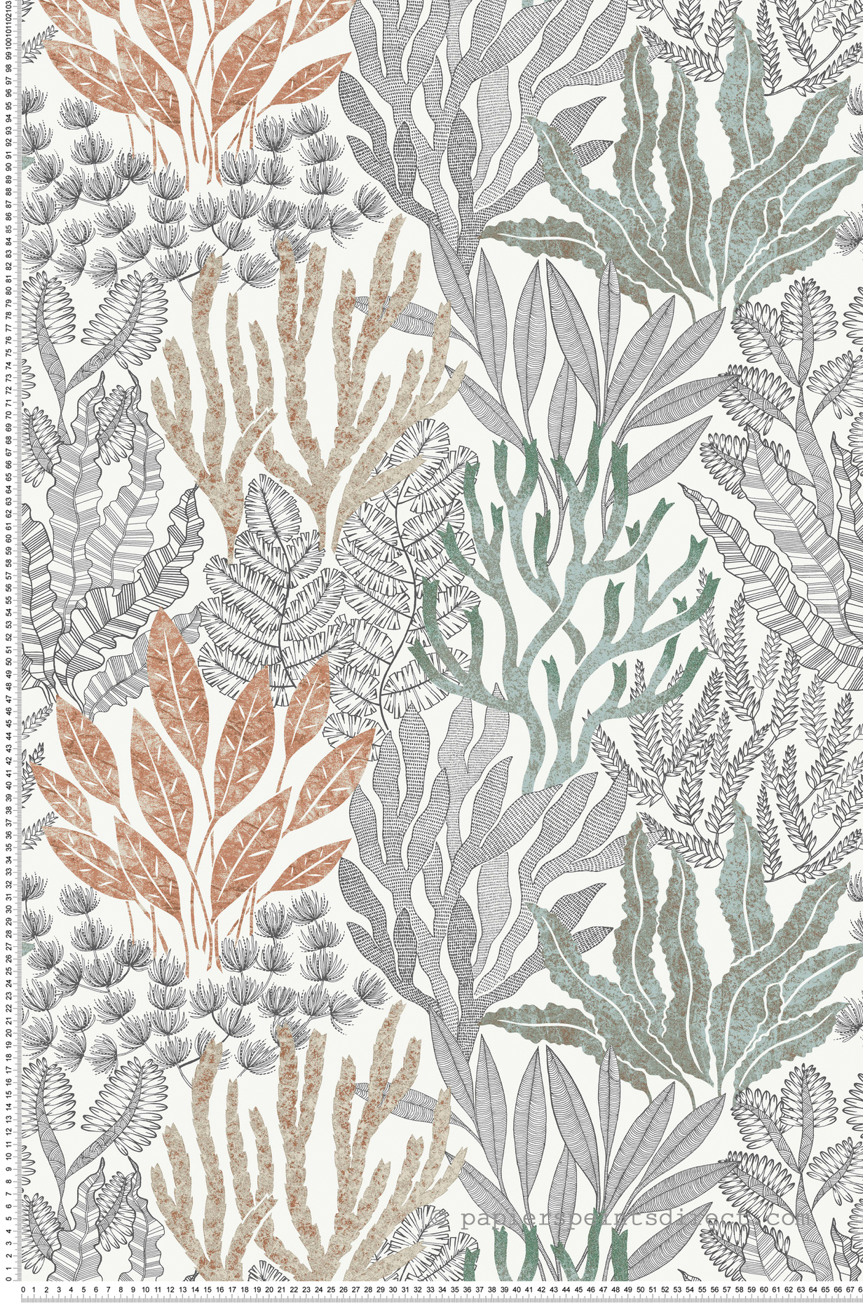 Papier peint Coraux Marin terracotta - Toiles de York (Initiales) | Réf. INI-RT7801