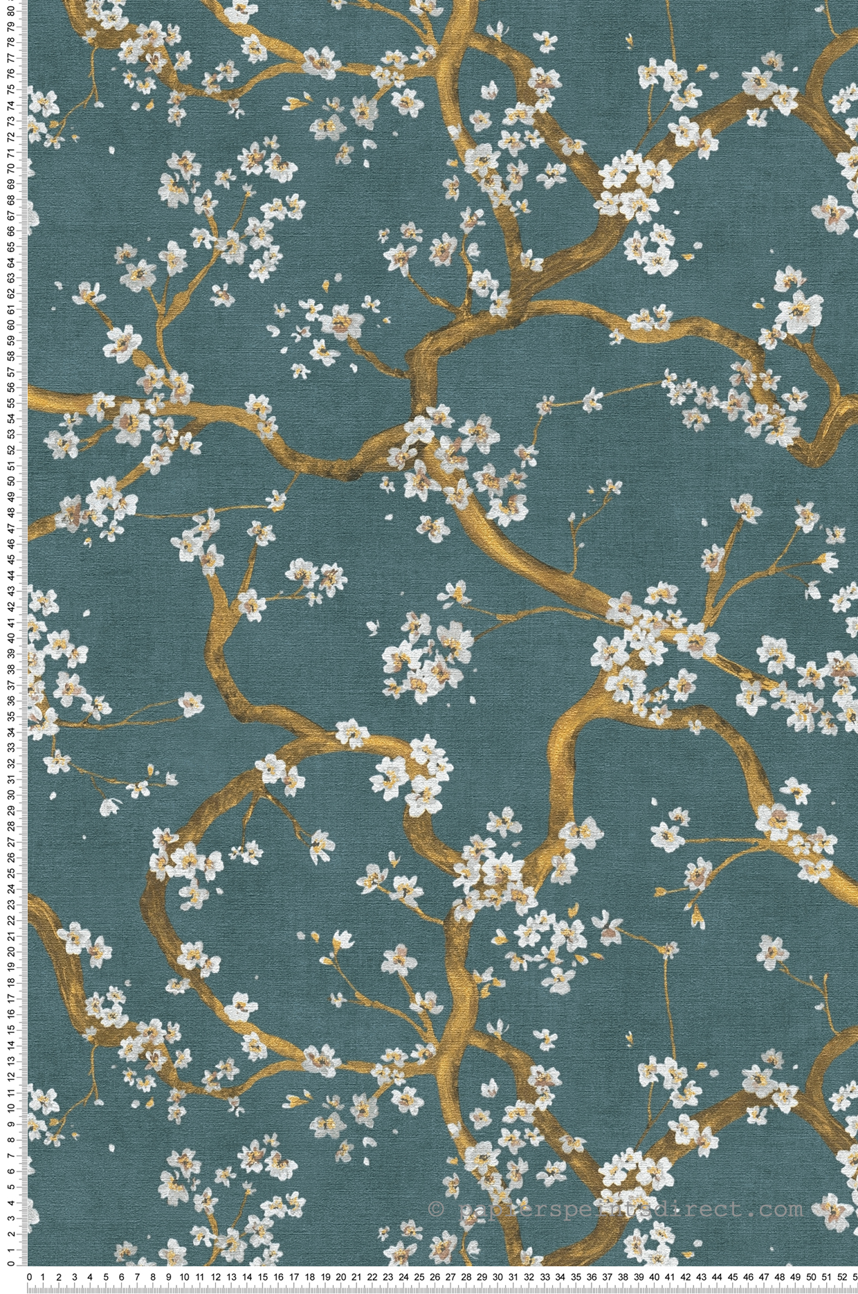 Papier peint Fleur Cerisier Métallisé bleu canard doré - Metropolitan Stories 4 Hot Spots d'A.S. Création | Réf. AS-781994