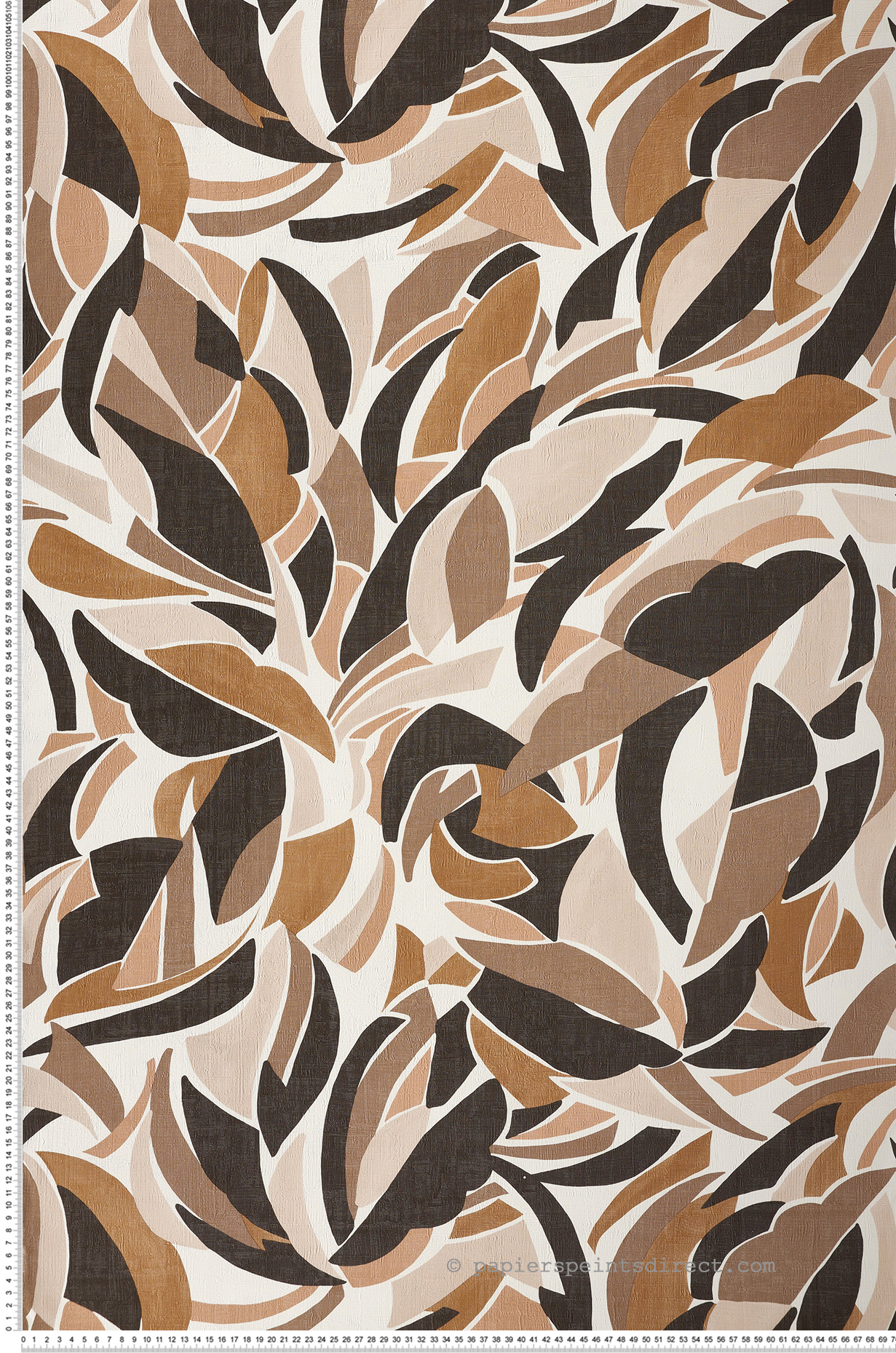 Papier peint Collage Floral blanc et chocolat - L'Atelier de Casamance | Réf. CAS-75553568