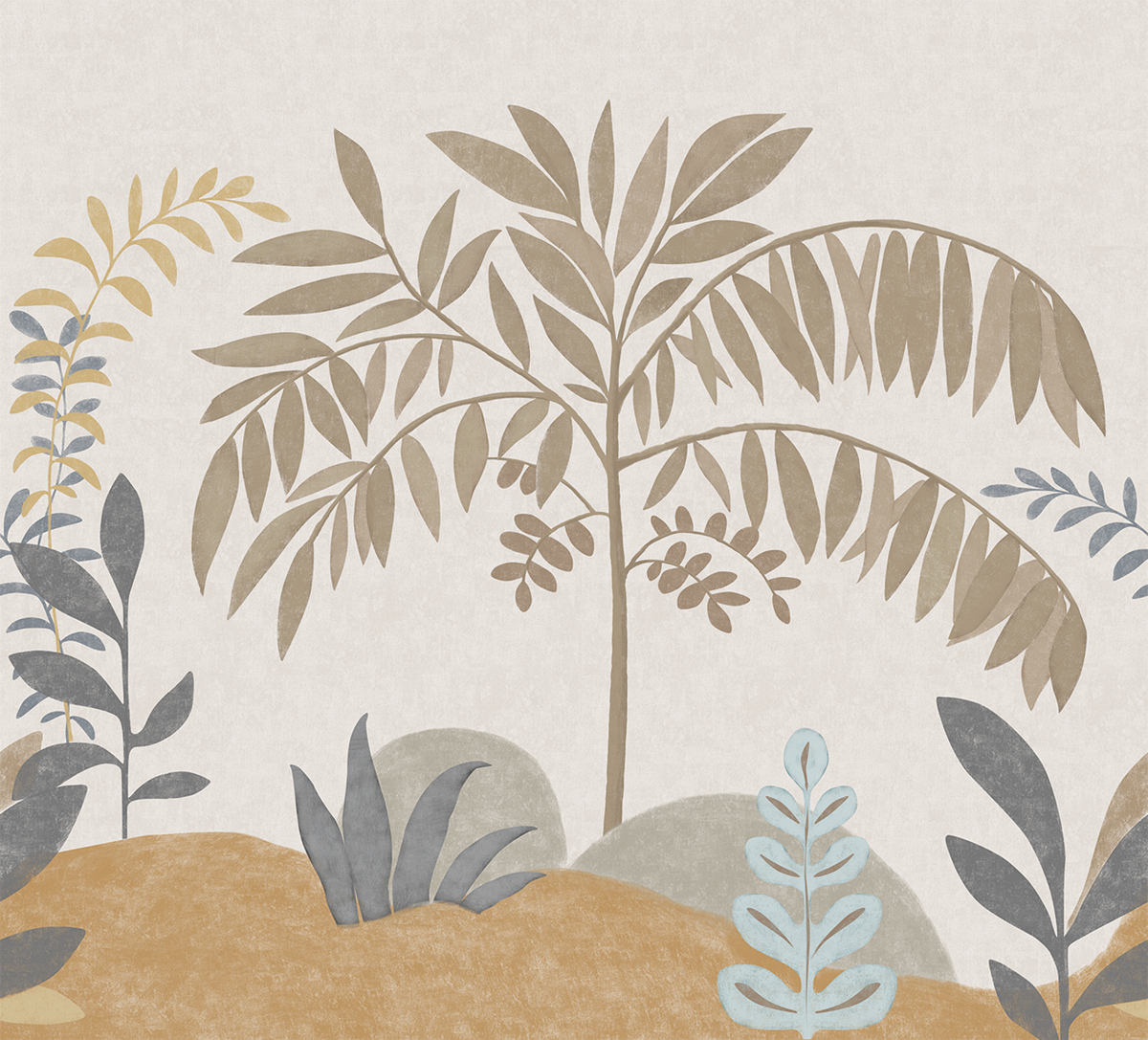 Papier peint panoramique Nature Graphique gris taupe bleu - Boca Chica de Montecolino | Réf. MC-SOD27090