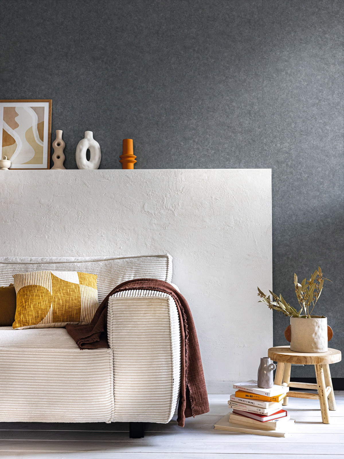 Papier peint Uni Terre Cuite gris ardoise - Céramique de Casélio | Réf. CER105249420