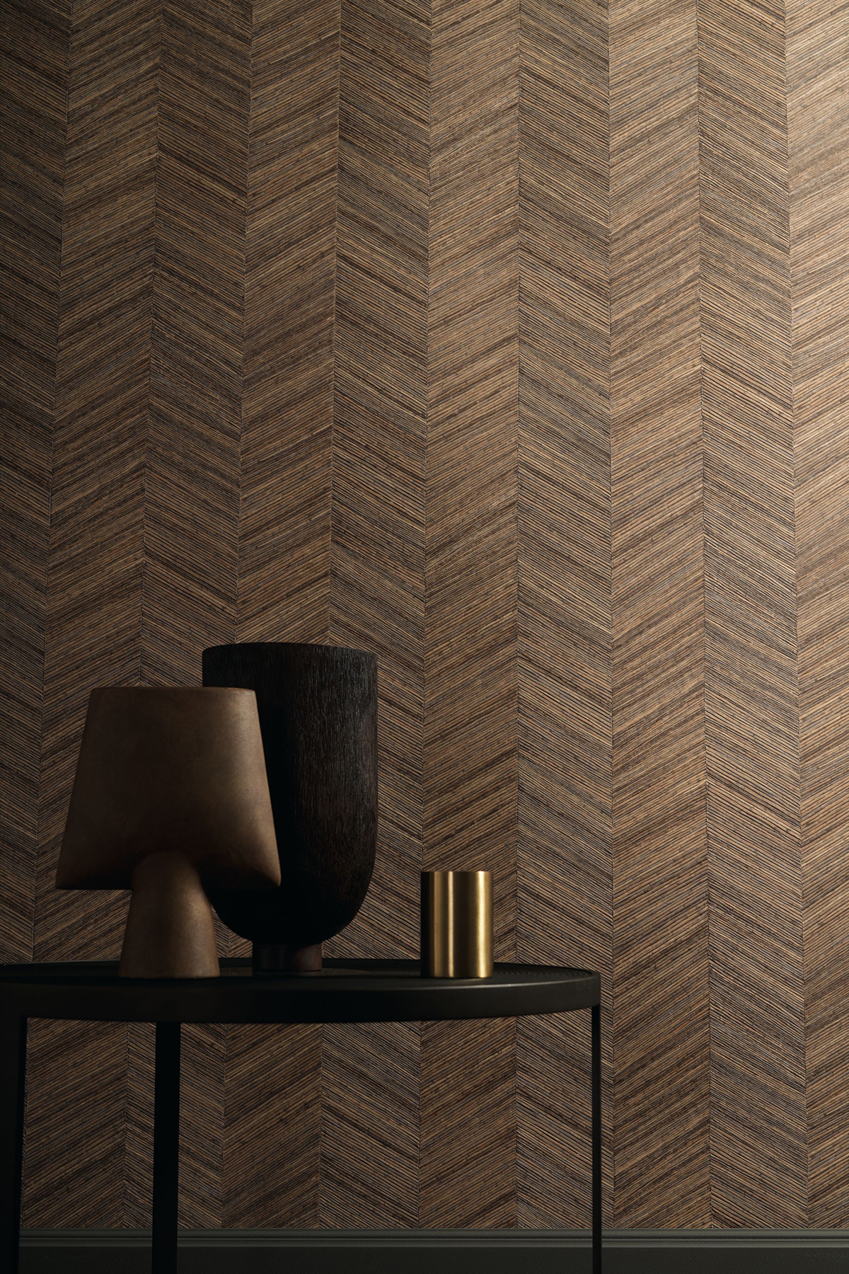 Papier peint Chevron Bois Ocotea sepia - Végétal de Casamance AMB2 | Réf. CAS-75371018