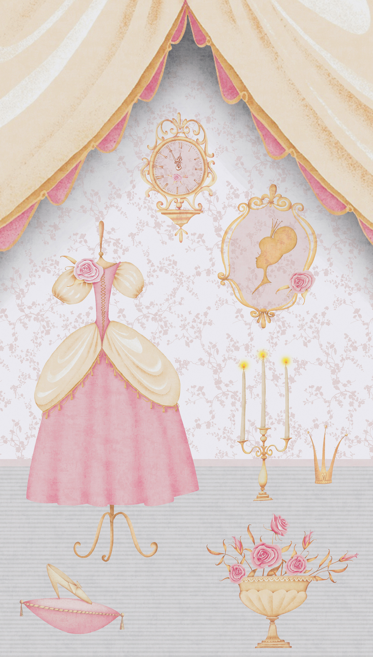 Papier peint panoramique Chambre de Princesse rose - Lilly & Luis d'A.S. Création | Réf. AS-770661