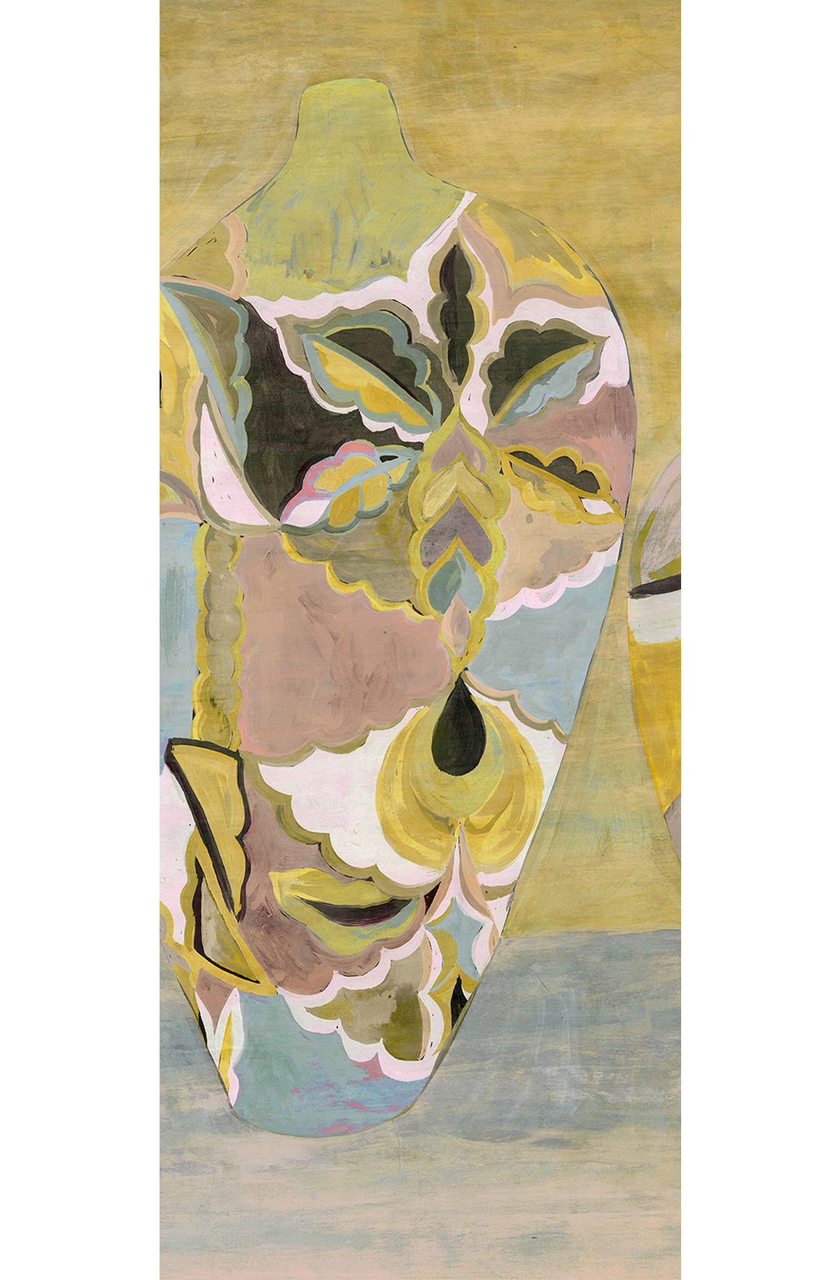 Papier peint panoramique Vase Hiva jaune - C H260 - Terra de Masureel | Réf. MAS-DG4HIV1013-260