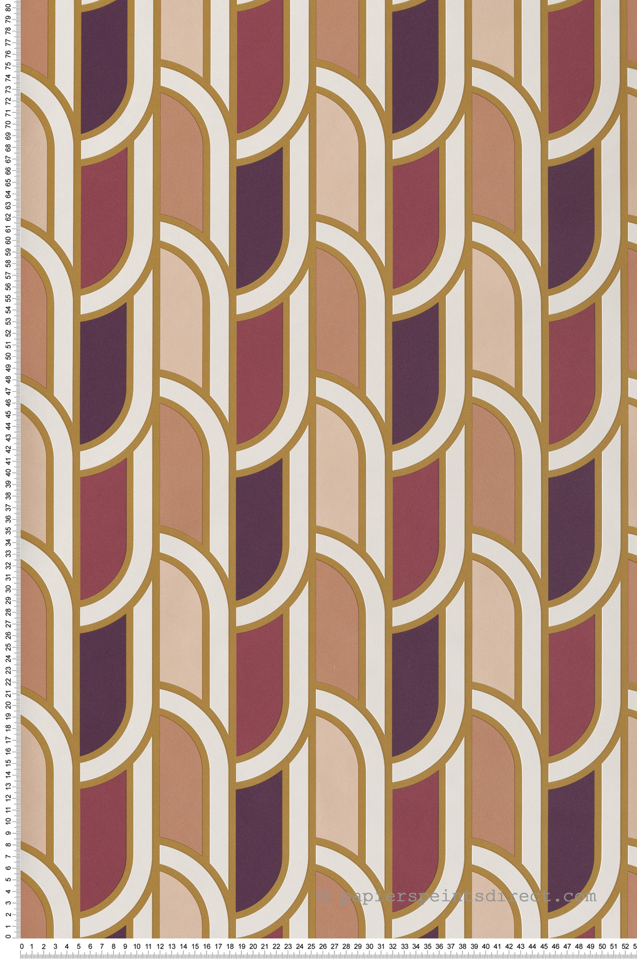 Papier peint Vintage Géométrique Marcel rose aubergine - Villa Rosalie de Lutèce | Réf. LTC-51223903