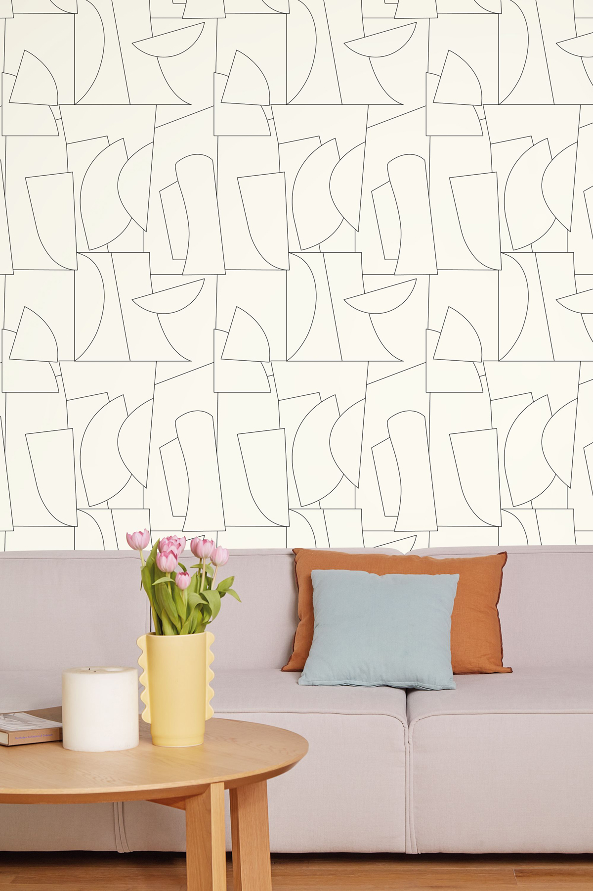 Papier peint Design Ligne Edges blanc noir - Outlines de Casélio | Réf. OTLS105020699