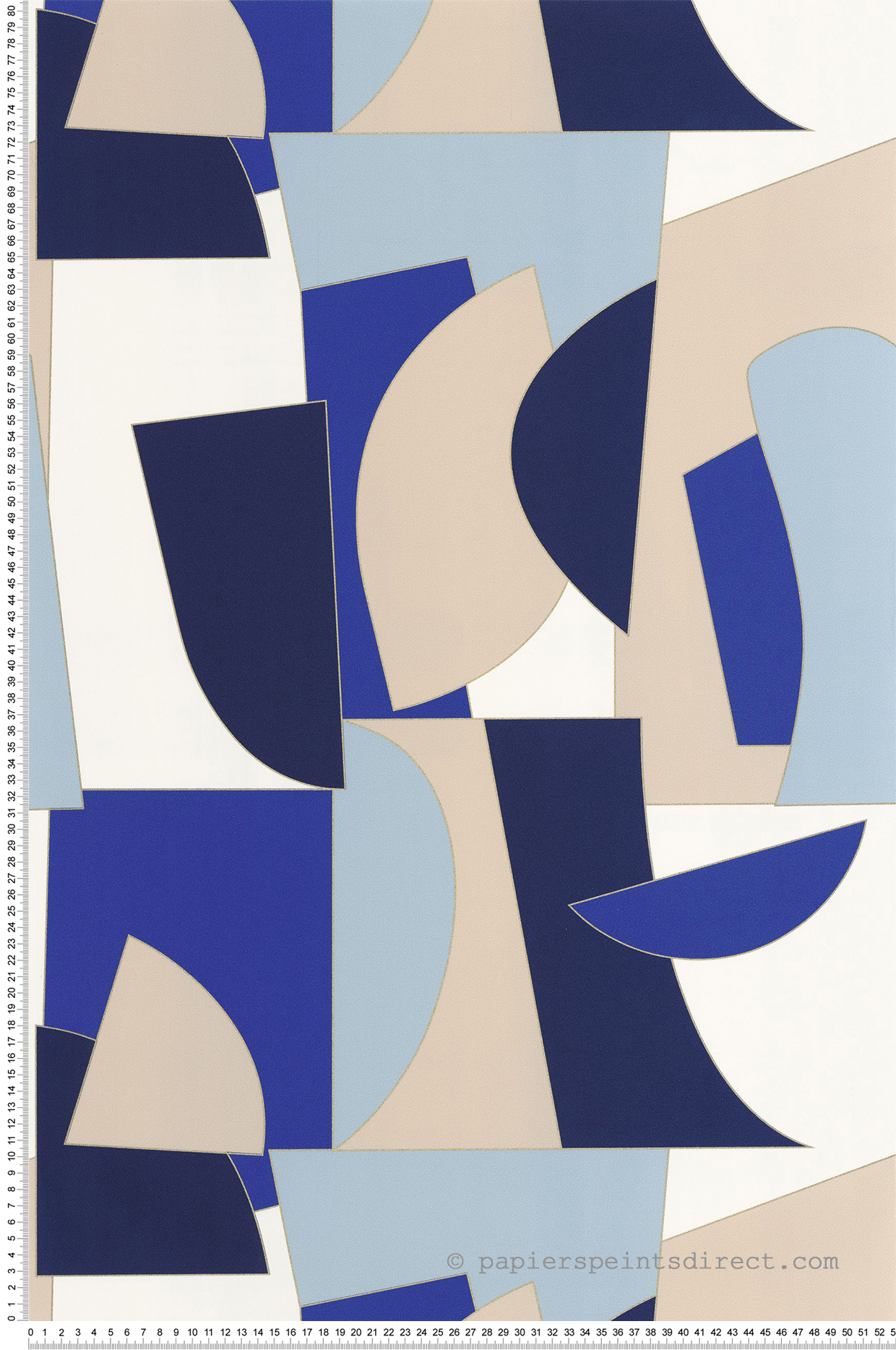 Papier peint Graphique Figures bleu électrique doré - Outlines de Casélio | Réf. OTLS105011633