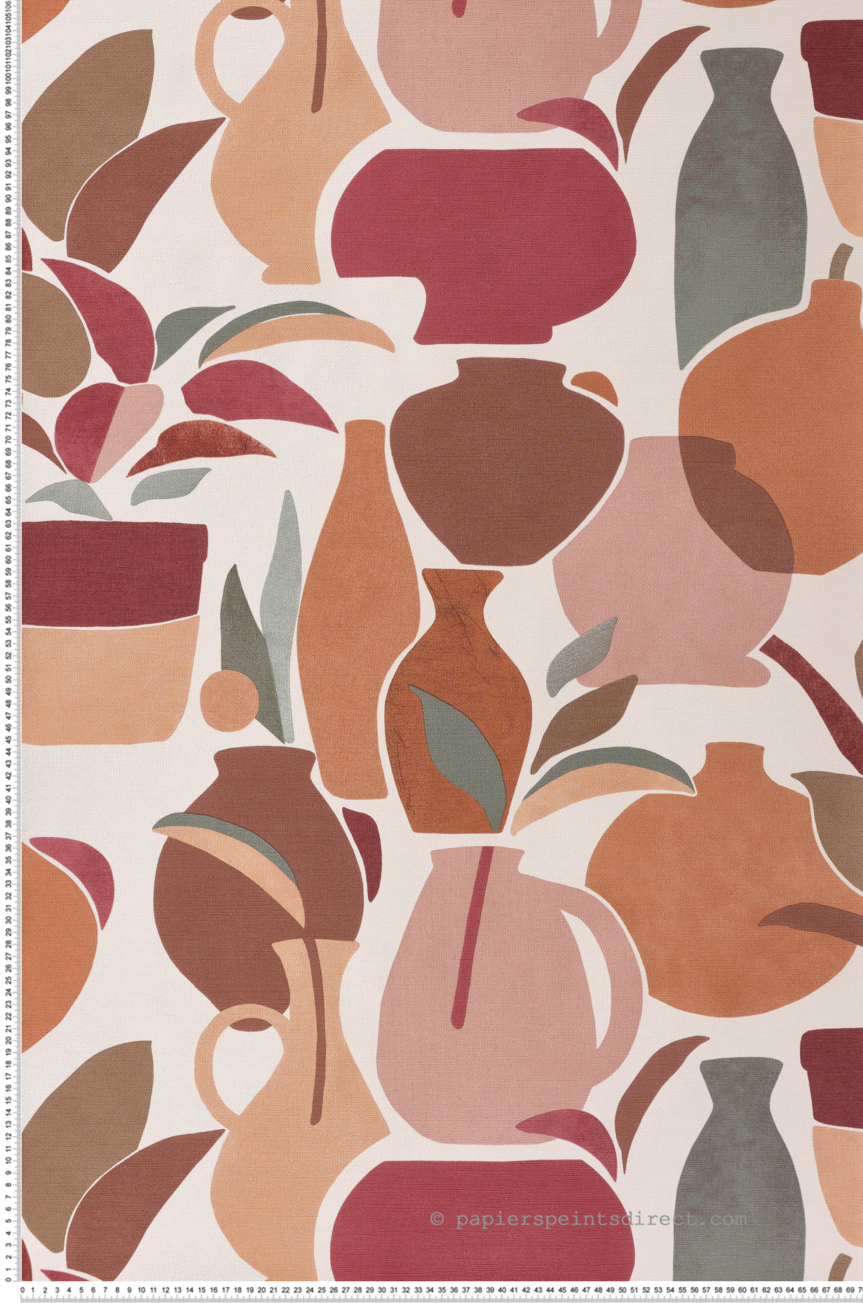 Papier peint Vase Céramique Vallauris orange rose - Terra Rossa de Casamance | Réf. CAS-76210712