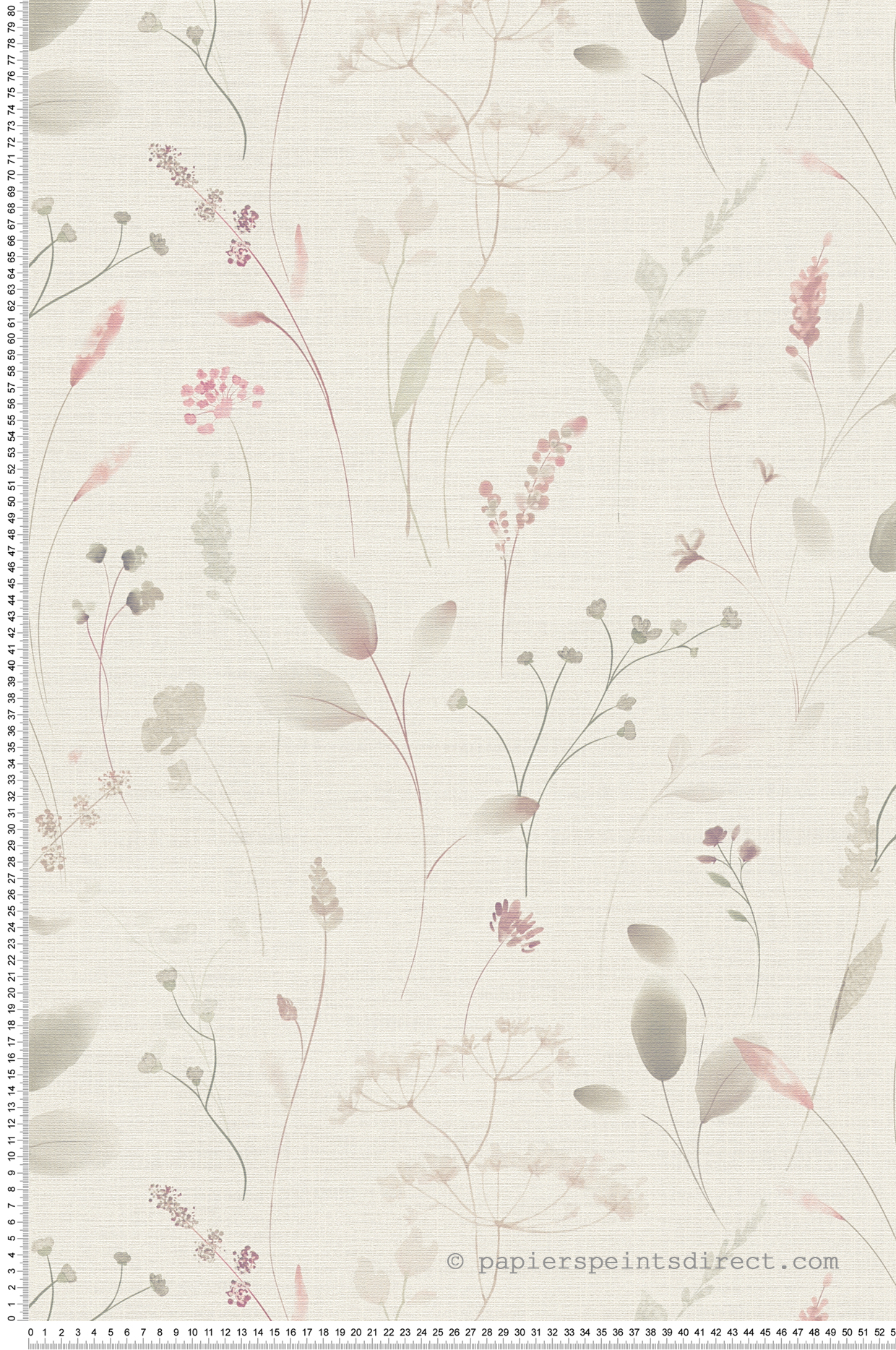 Papier peint Herbier Champêtre Toile vert rose - Pintwalls 3 d'A.S. Création | Réf. AS-791703