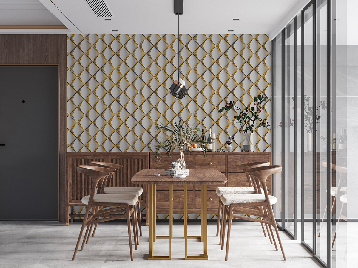 Papier peint Graphique Ondulé gris et doré - My Home My Spa d'A.S. Création | Réf. SP15840