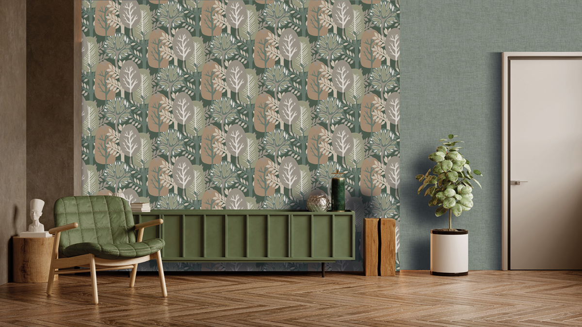 Papier peint Forêt Enfantin vert - Esterel de Montecolino | Réf. MC-AN28283