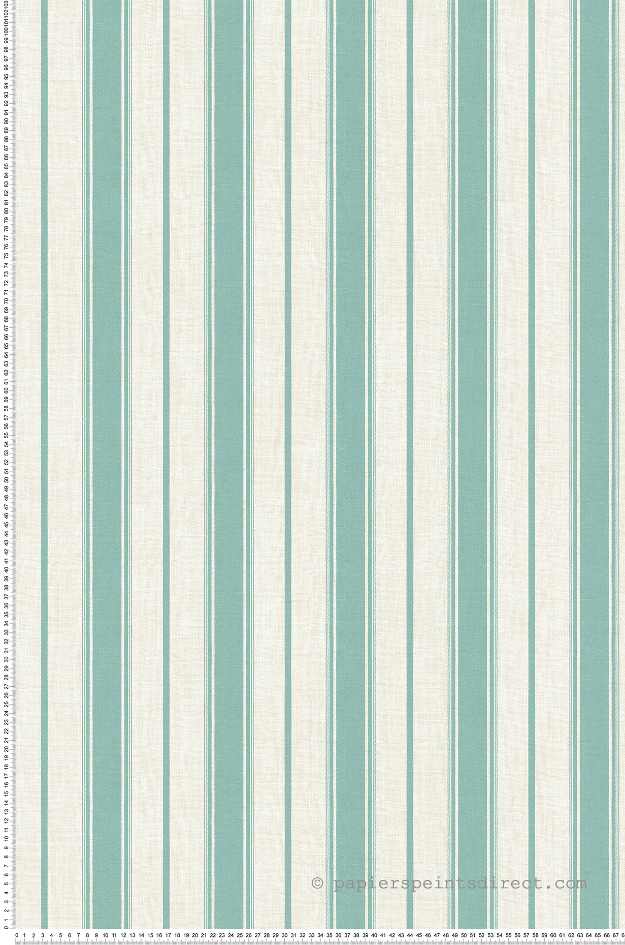 Papier peint Rayure Classique Eliott vert opaline écru - French Country d'Initiales | Réf. INI-FC61514