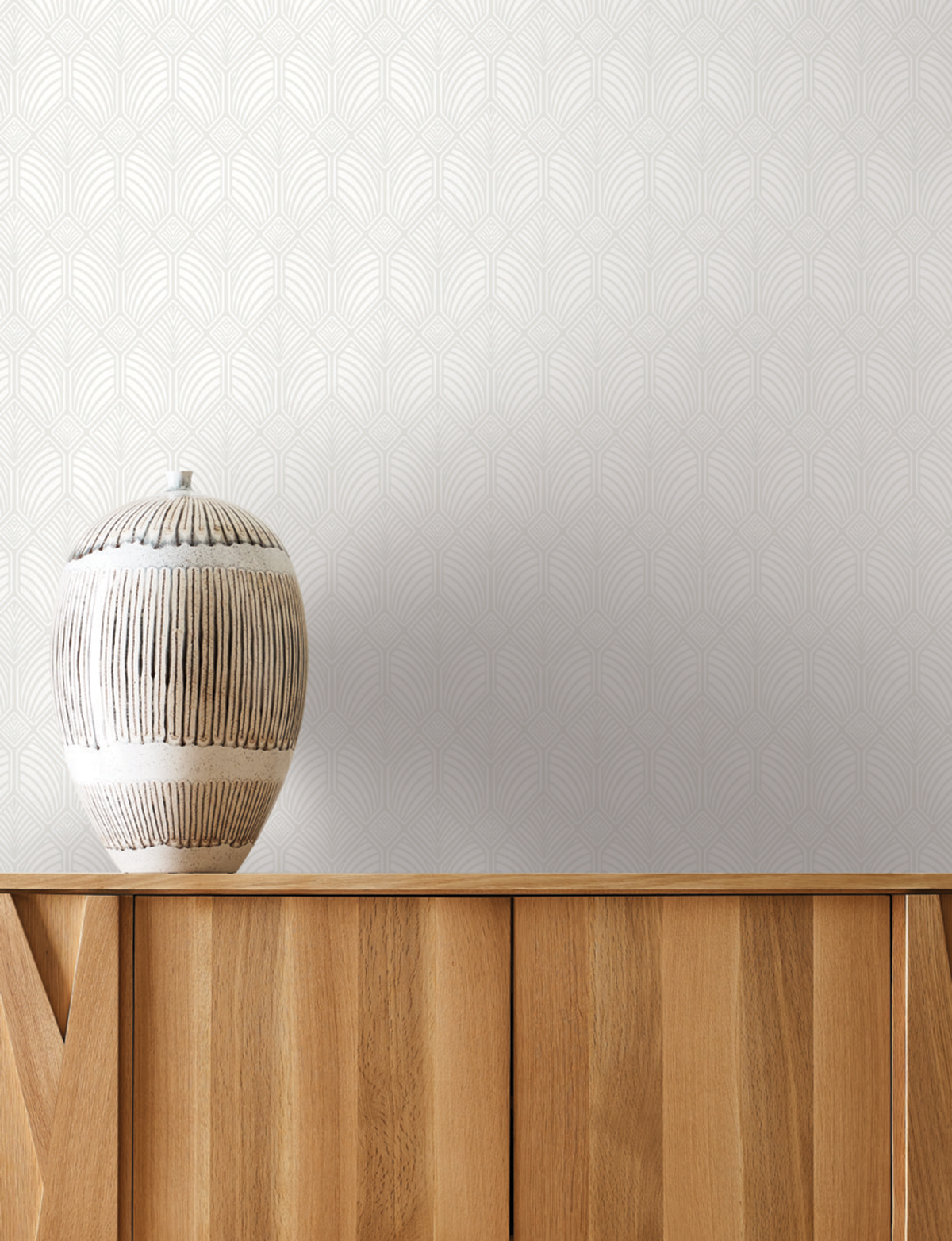 Papier peint Art Déco Géométrique doré blanc - Arts & Crafts d'Initiales | Réf. INI-AC9183