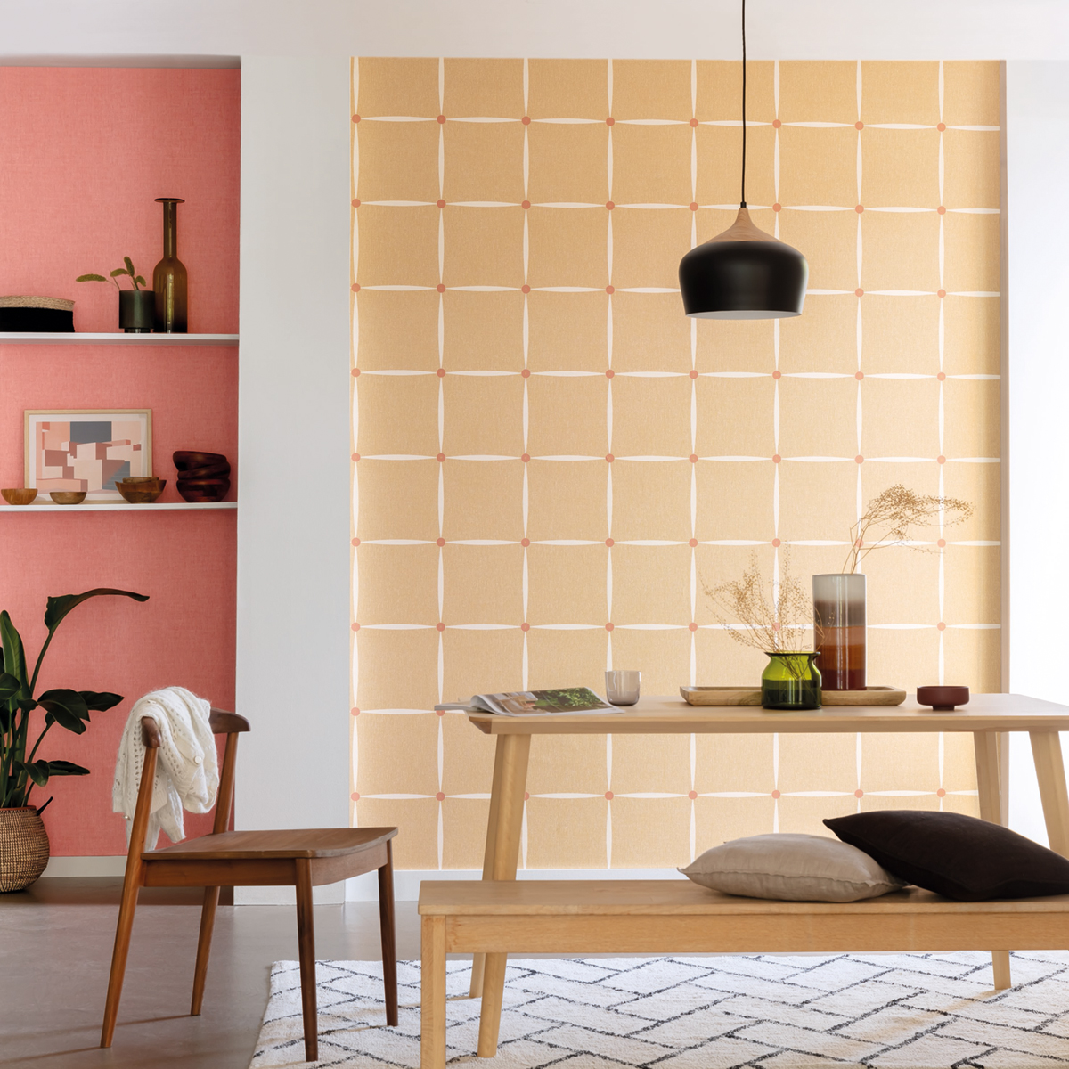 Papier peint Uni toile rose-corail - Moove de Casélio AMB2 | Réf. MVE68523698