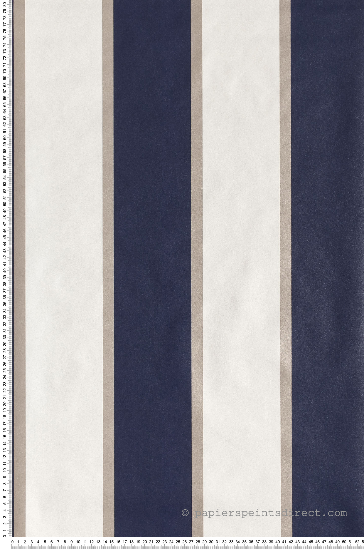 Papier Peint Rayures larges bordées marine-blanc - Jeux de rayures 2 de Lutèce  | Réf. LTC-G67550