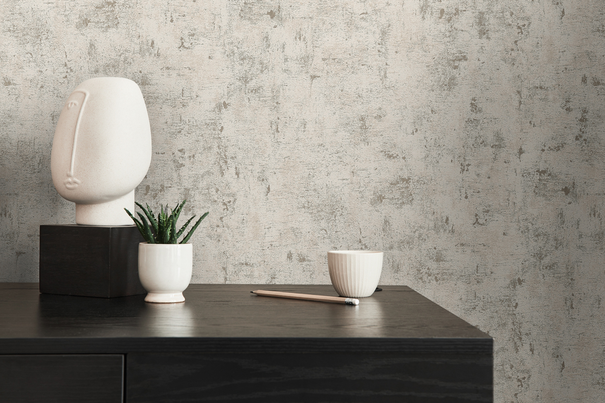 Papier peint Faux Uni Vintage gris clair argenté - Jade 2 d'A.S. Création AMB2 | Réf. AS-395160