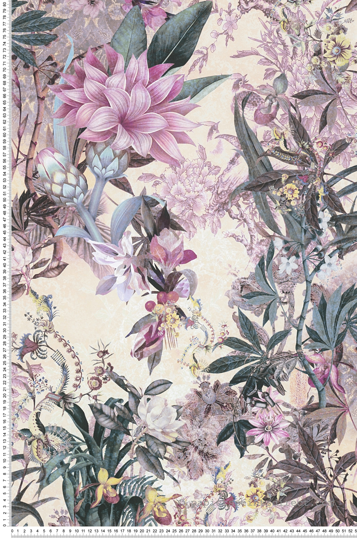 Papier peint Fleur Vintage crème et violet - Dream Flowery de Architects Paper | Réf. 38177-4