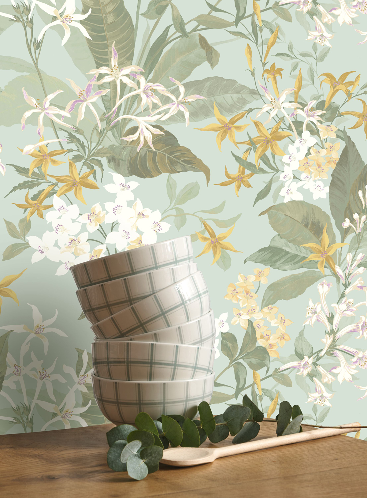 Papier peint Fleuri Songe de Jasmin vert d'eau - Le Beau Jardin de Casadéco AMB2 | Réf. BJAR202566025