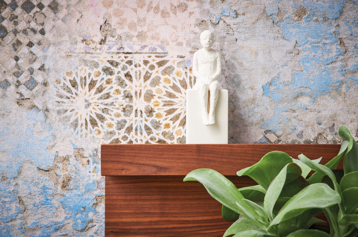 Papier peint Carreaux de Ciment Gaudi bleu - Metropolitan Stories 2 d'AS Création | Réf. SP15480