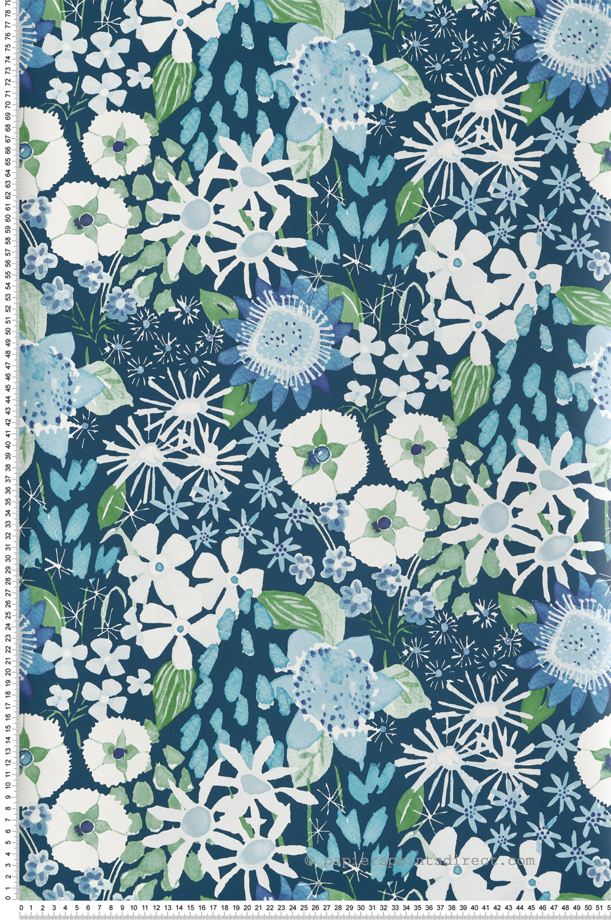 Papier peint Fleur Peinte Karina bleu vert - Delicatesse de Lutèce | Réf. LTC-FD26524