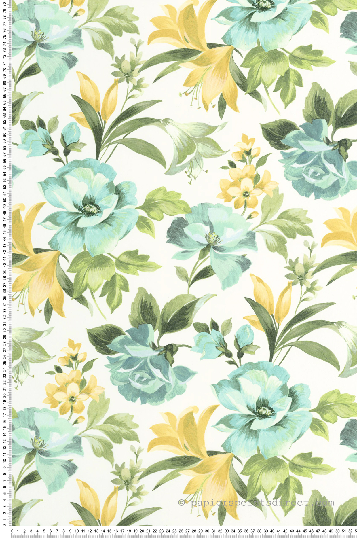Papier peint Bouquet d'été vert jaune - Le Beau Jardin de Casadéco | Réf. BJAR202576706