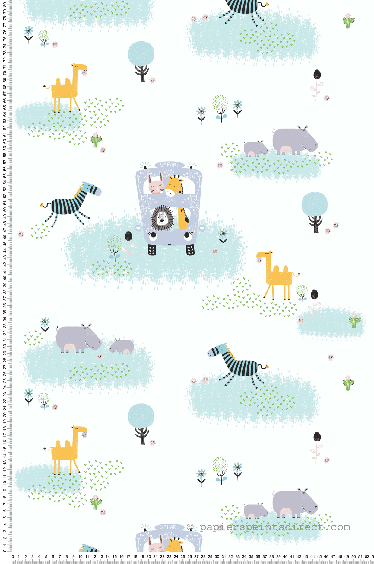 Papier peint enfant Safari des Animaux pastel - Little Love d'A.S. Création | Réf. SP15642