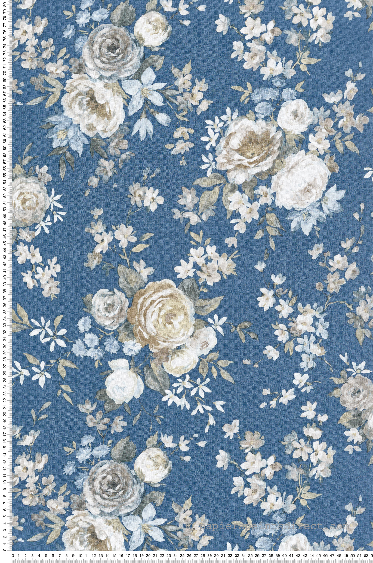 Papier peint Classique Grosse Fleur bleu taupe - Garden Party 2 de Montecolino | Réf. MC-8313