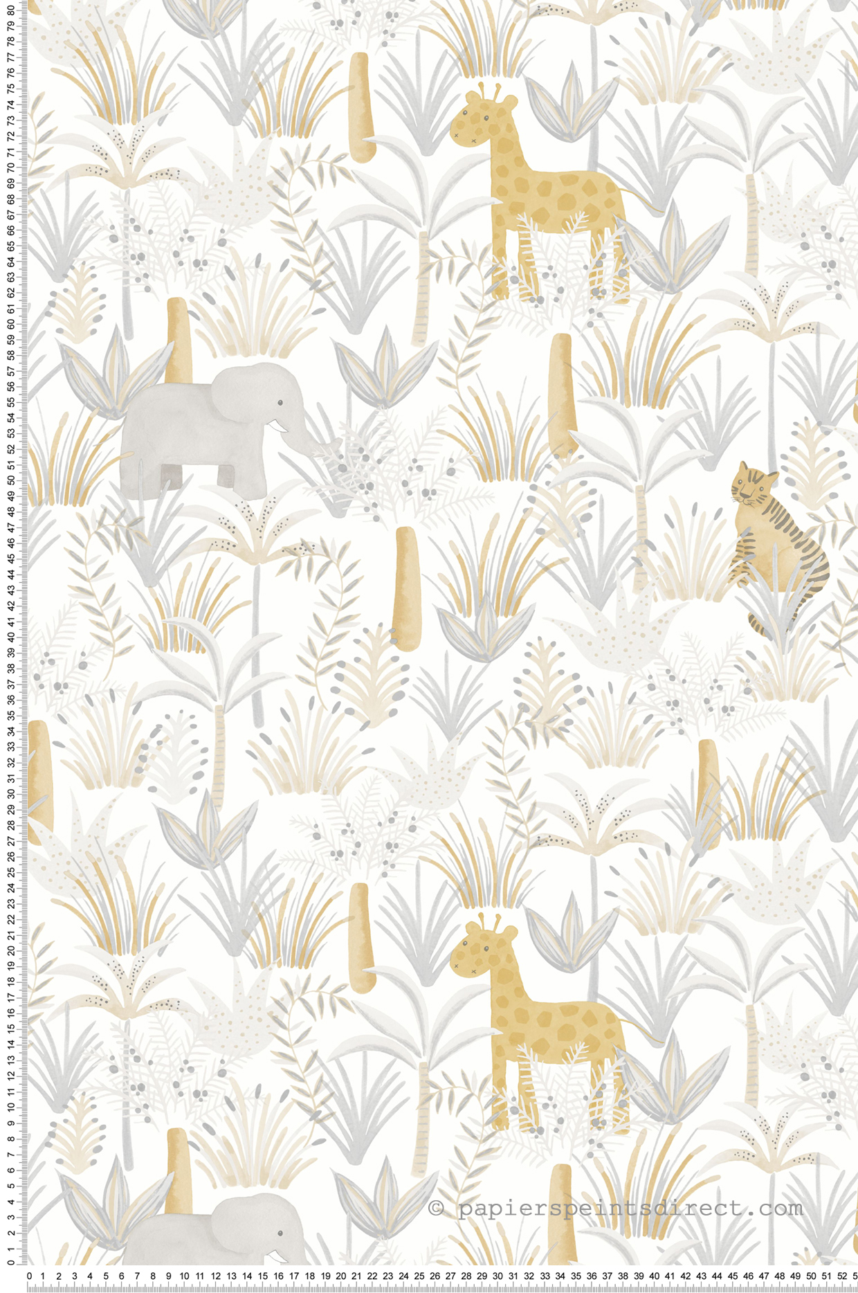 Papier peint Animaux Jungle Léon gris - Rose & Nino de Casadéco | Réf. RONI85641618