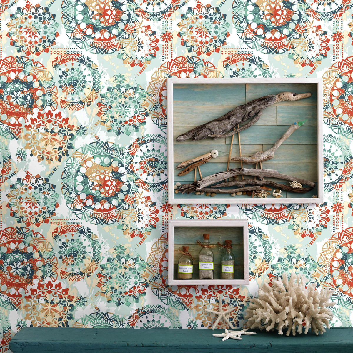 Papier peint adhésif Géométrique Bohemian menthe - Les Adhésifs de Lutèce | Réf. LTC-RMK9126