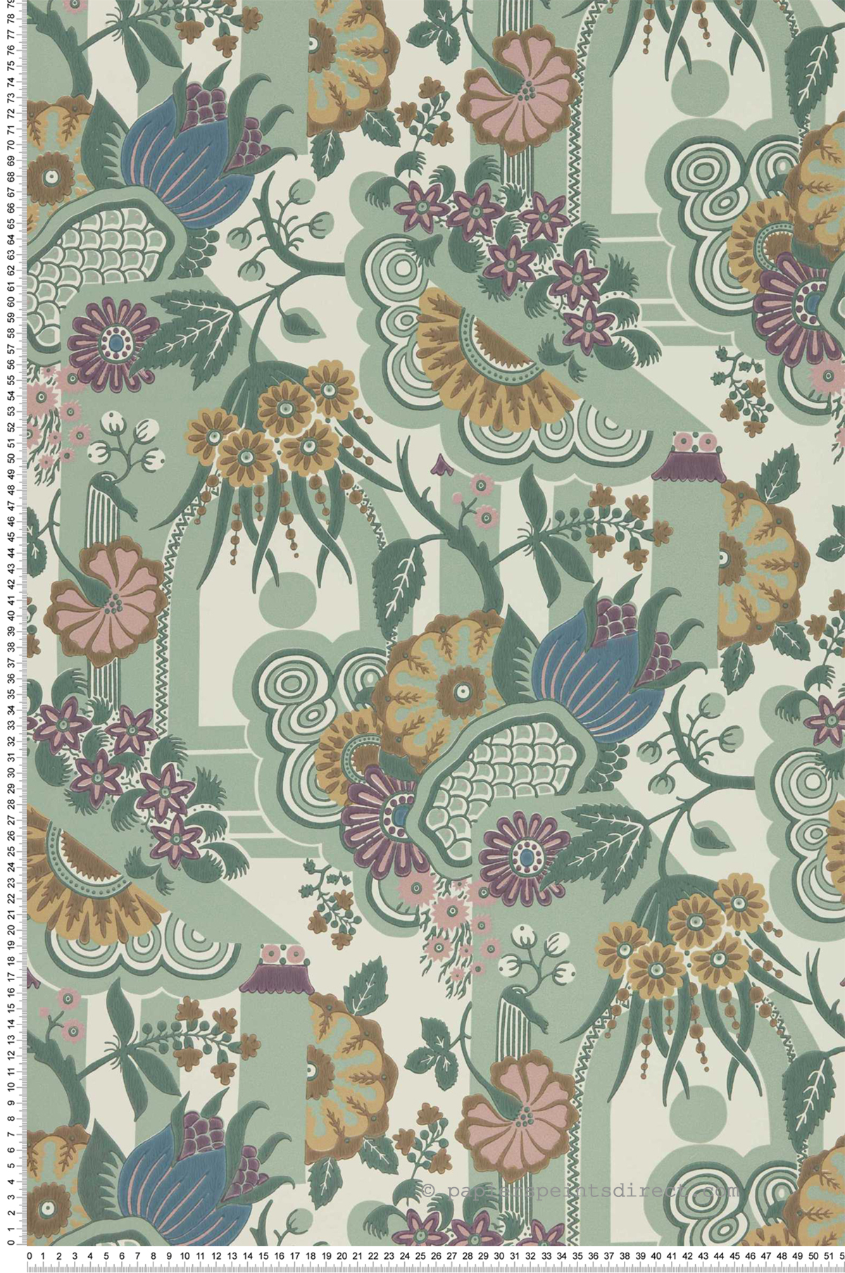Papier peint Pineapple Garden vert sauge - V&A Decorative Papers II d'Initiales | Réf. INI-2412-175-04