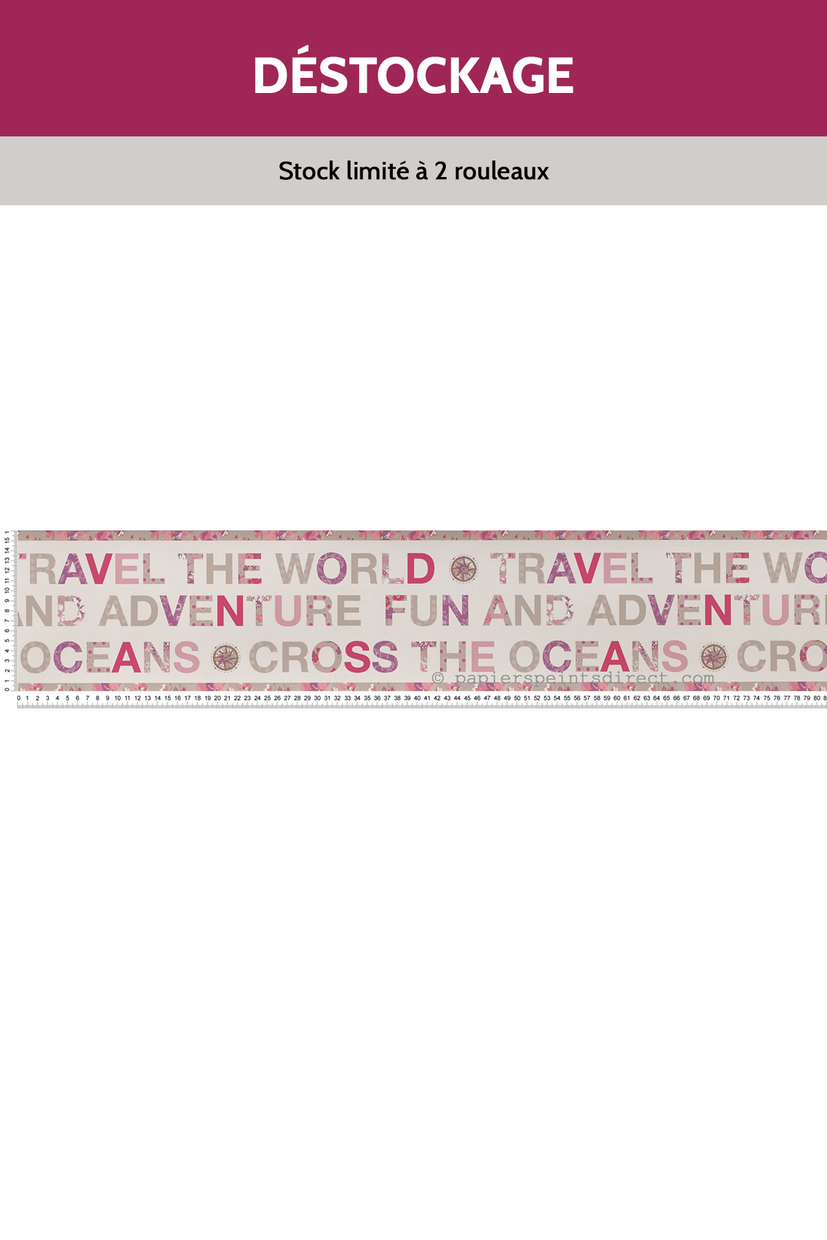 Frise Destockage - World map rose violet - Pretty Lili