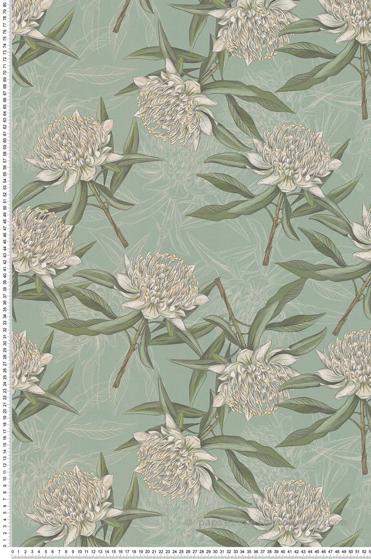 Papier peint Grande Fleur vert de gris - Drawn Into Nature de Livingwalls | Réf. 39432-2