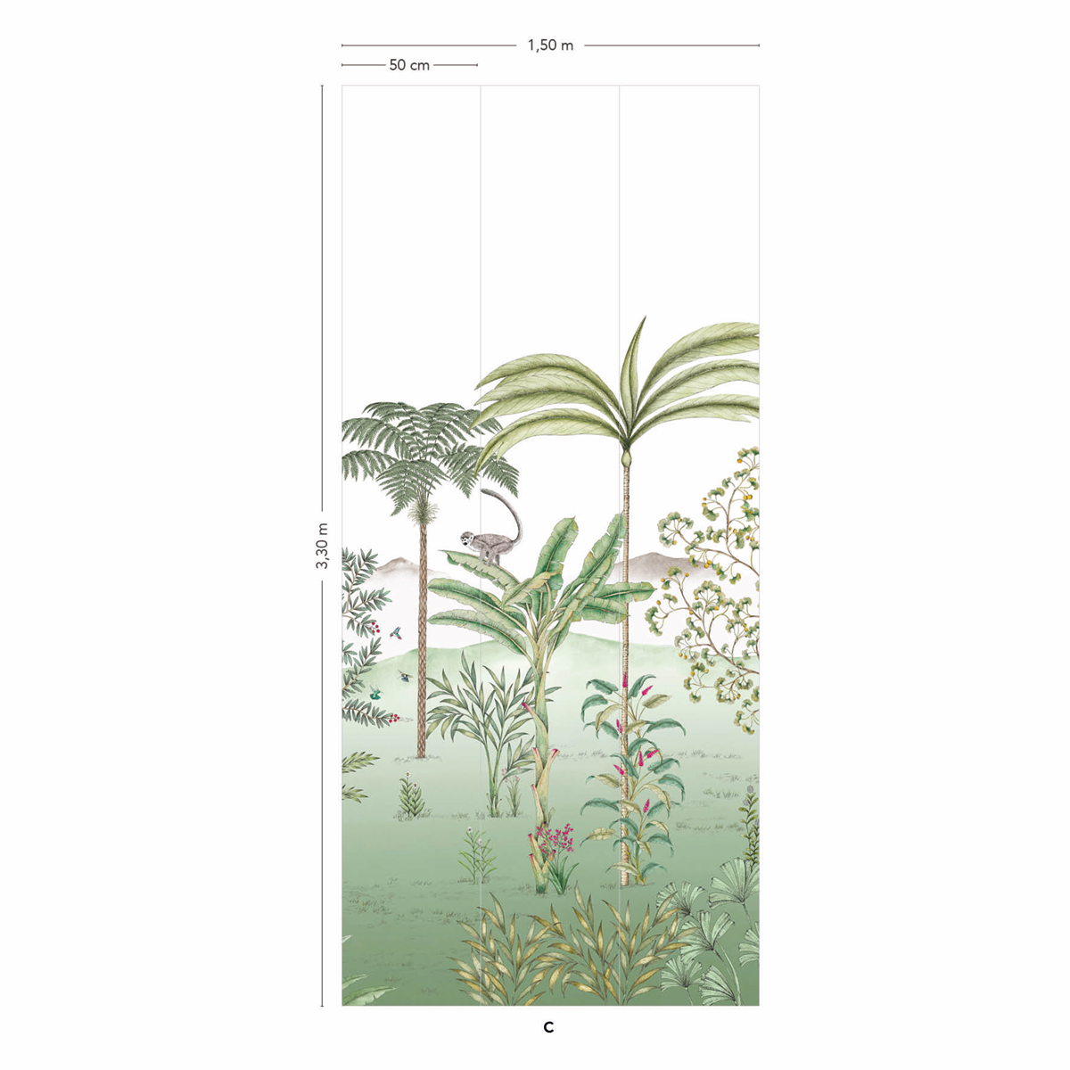 Papier peint panoramique Jardin Des Oiseaux Jade C - 7/8/9 - Isidore Leroy