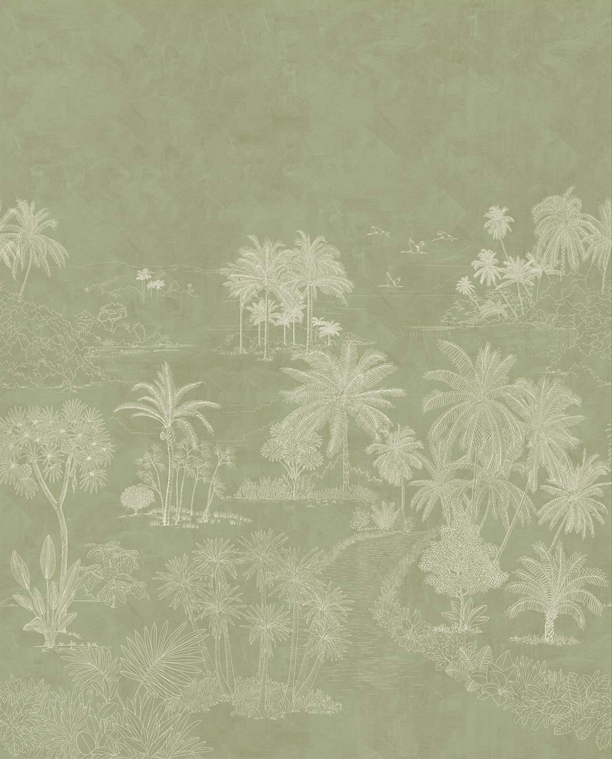 Papier peint panoramique Paysage Exotique Timor vert 250X310 - Borneo de Casélio | Réf. BORN106554002