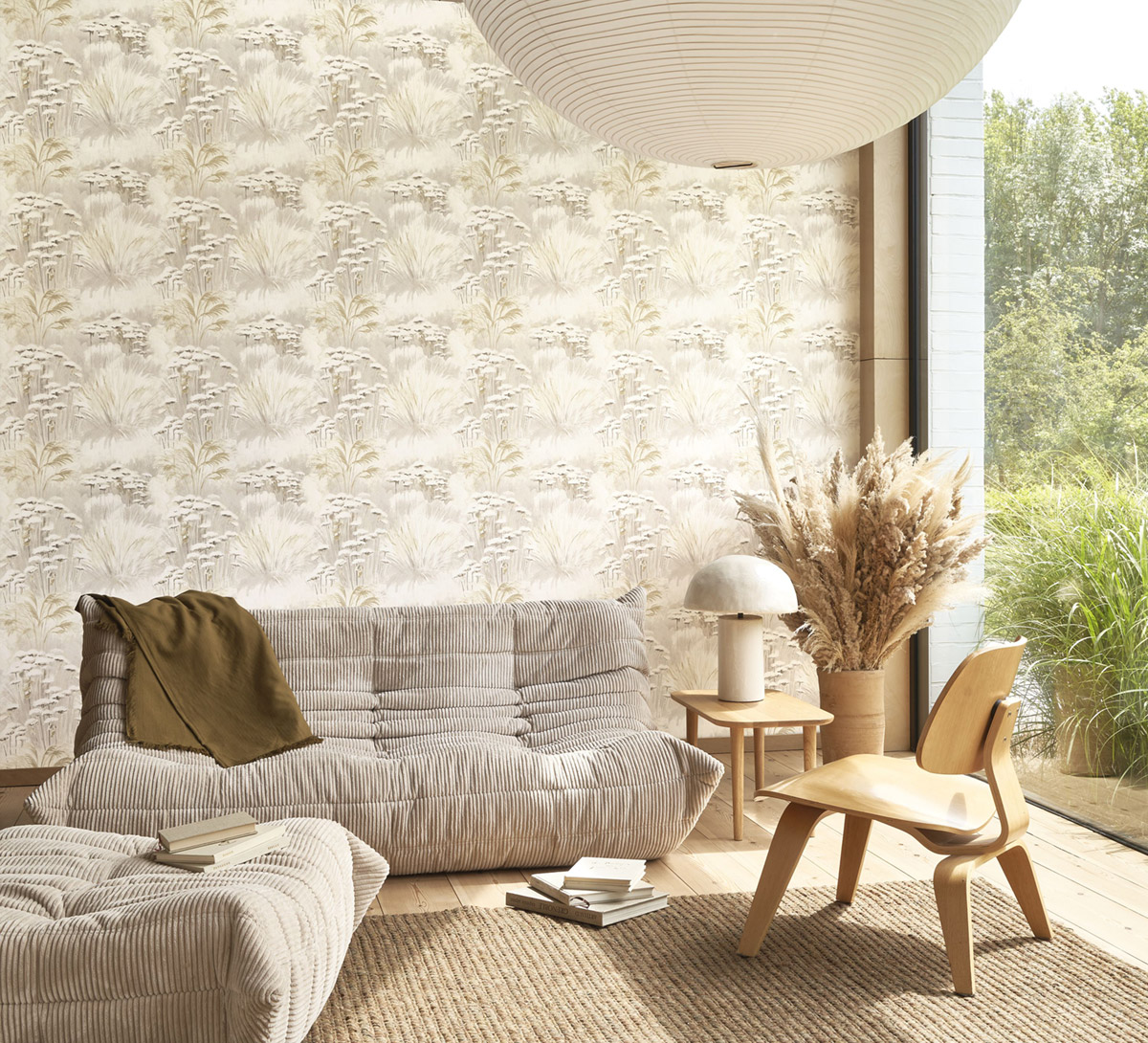 Papier peint Fleur Plante Oyat grège beige - Sentier des Dunes de Casadéco | Réf. SENT200941322