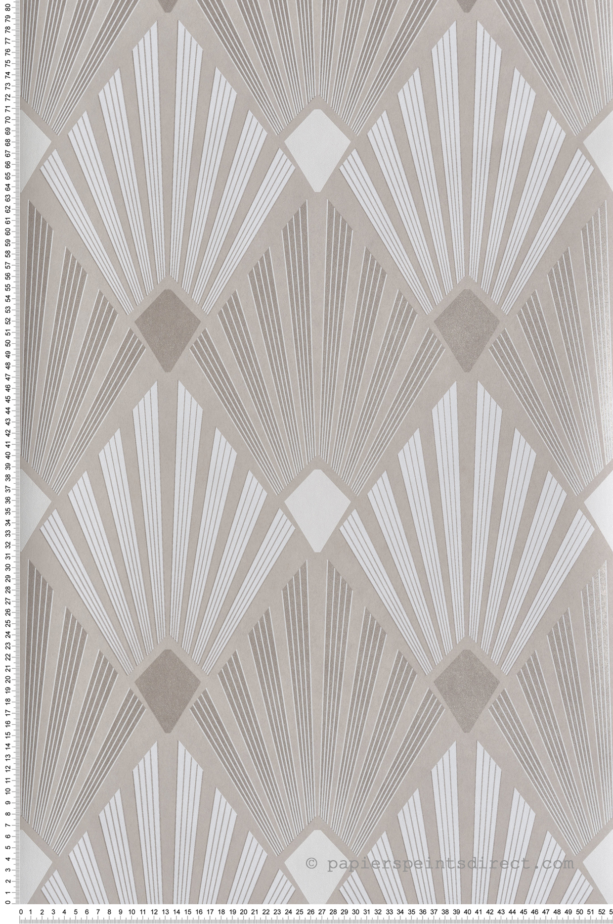 Papier peint Art Déco Diego grège taupe métallisé - Havana de Masureel | Réf. MAS-HAV402