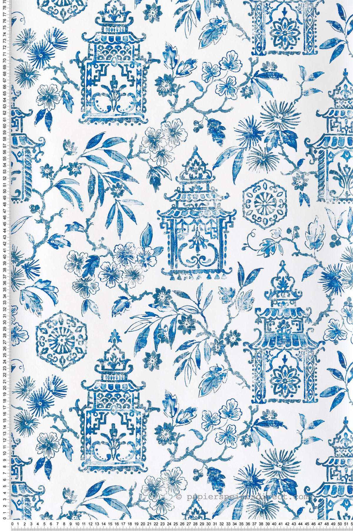 Papier peint Porcelaine Temple Japonais bleu - Happy de Lutèce | Réf. LTC-FD26310