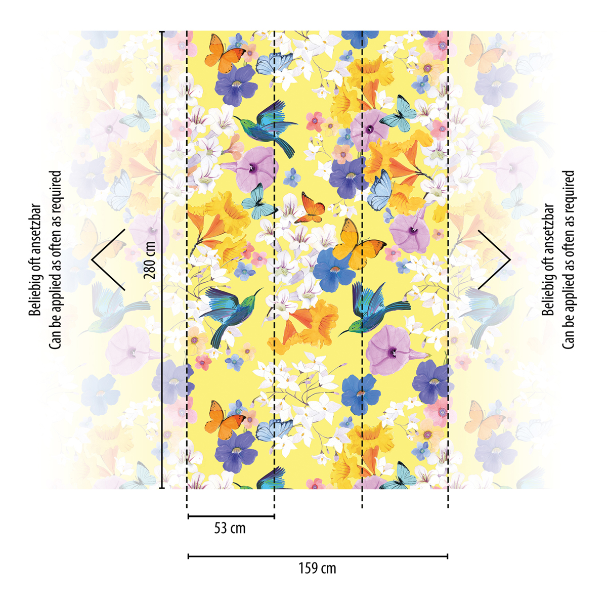 Papier peint panoramique Fleurs Grandioses Papillon jaune - The Wall 2 d'A.S. Création | Réf. AS-391971