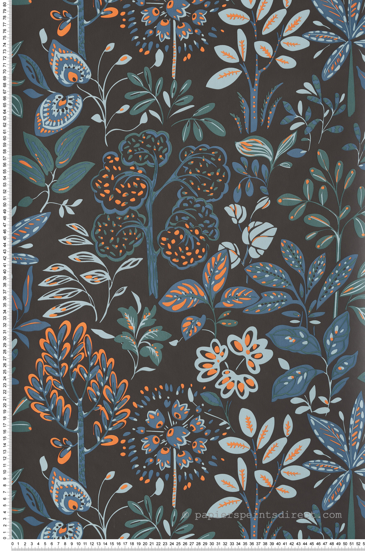 Papier peint Feuillage Louise noir bleu - Essentiel de Casélio | Réf. ETL103112130