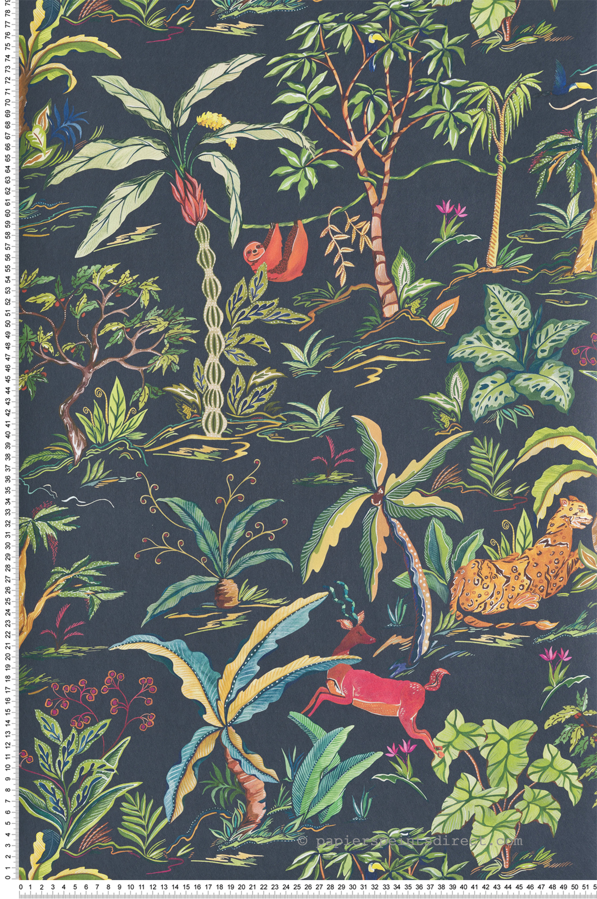 Papier peint Jungle Originale Salento bleu nuit - Ananda d'Osborne & Little | Réf. OSB-W8036-01