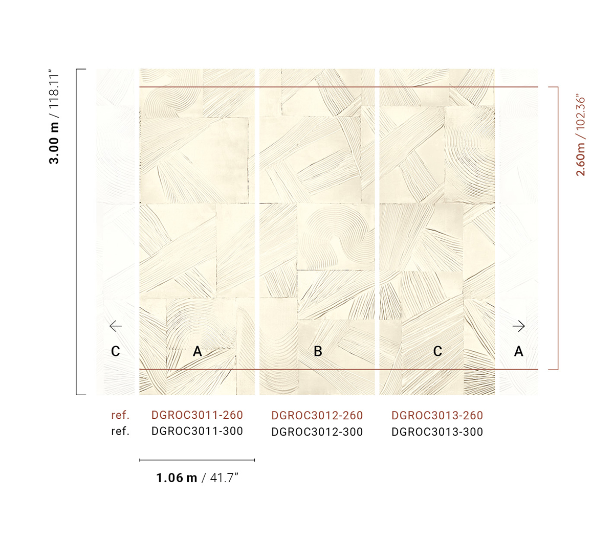 Papier peint panoramique Plâtre Paros blanc cassé - B H260 - Rock de Masureel | Réf. MAS-DGROC3012-260