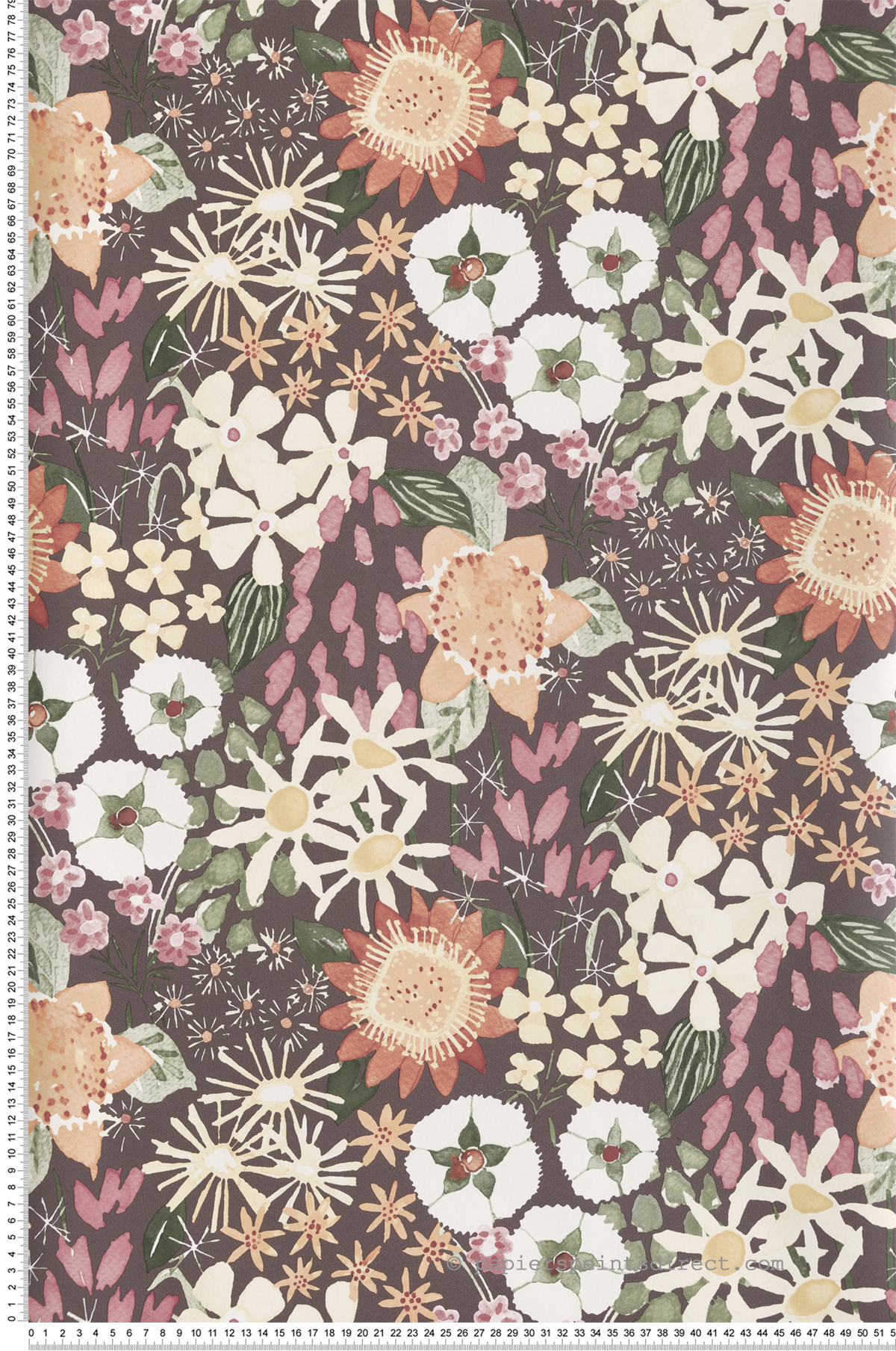 Papier peint Fleur Peinte Karina vieux rose marron - Delicatesse de Lutèce | Réf. LTC-FD26522