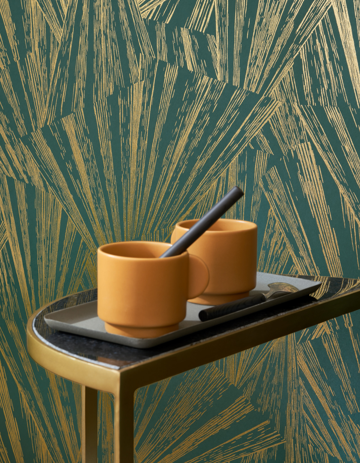 Papier peint Graphique Eclat Foil vert sapin - 1930 de Casadéco | Réf. MNCT85747507