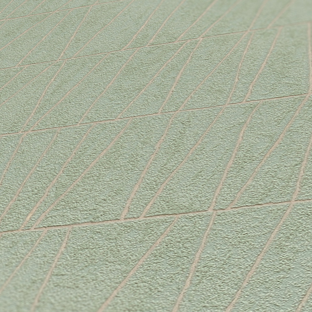 Papier peint Géométrie Tracé vert amande argenté - Jade 2 d'A.S. Création AMB4 | Réf. AS-395061