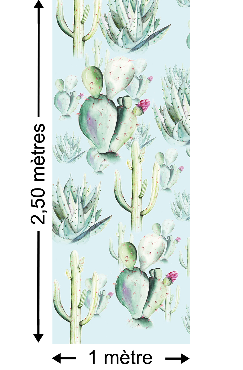Papier peint Cactus Blue Panel - Papier peint lé unique Komar