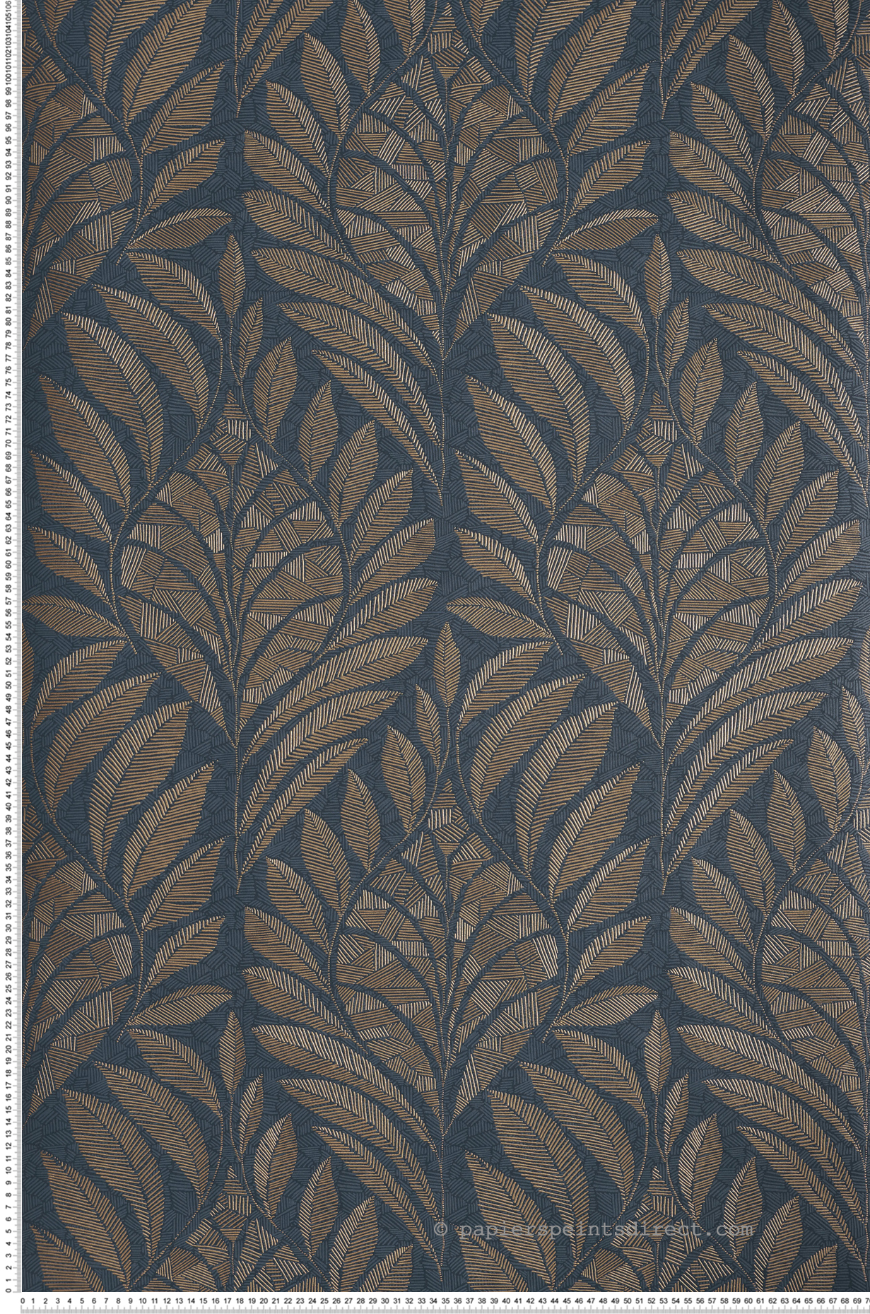 Papier peint Feuillage Tropical Gustav marine doré - Isadora de Casamance | Réf. CAS-A74770406