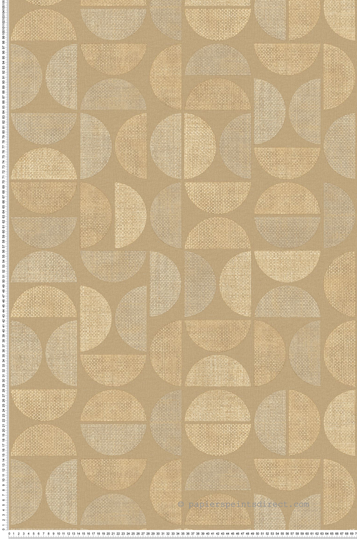 Papier peint Rond Graphique Dualis beige travertin - Nature sur Mesure de Casamance | Réf. CAS-76881018