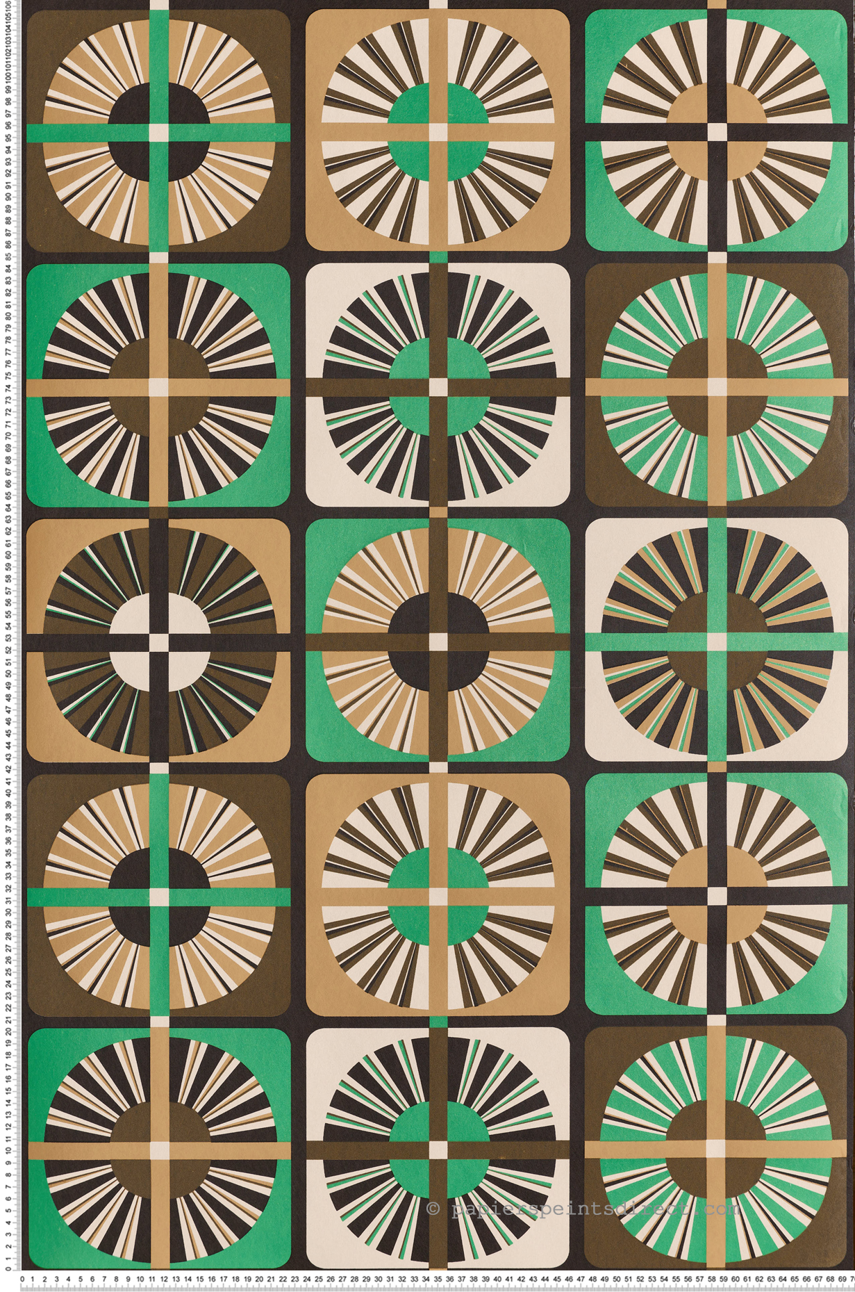 Papier peint Carreaux Géométrique Ray vert sépia - Rock de Masureel | Réf. MAS-ROC405