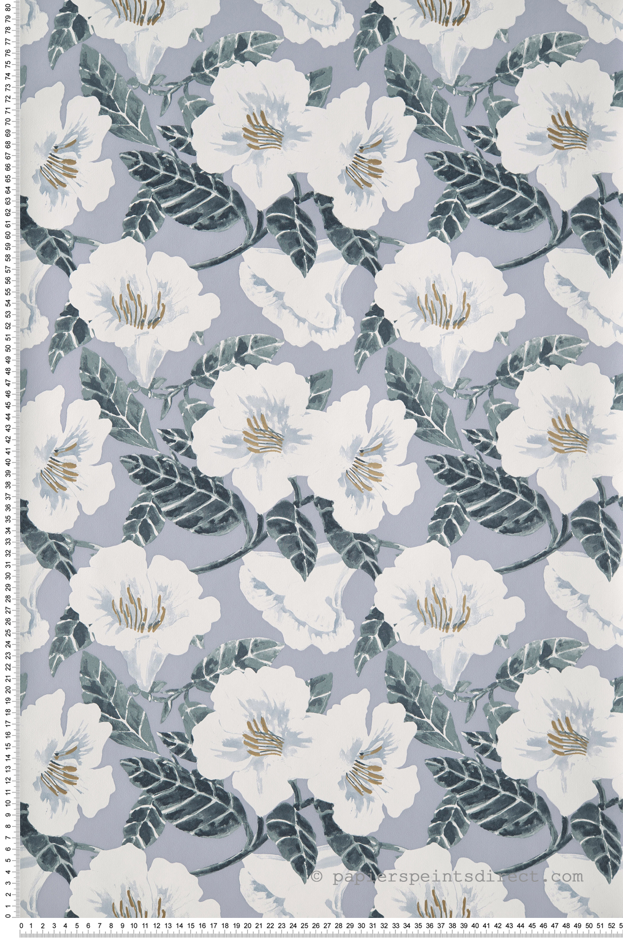 Papier peint Fleurs Ding Ding Dong bleu grisé - The Place to Bed de Casélio | Réf. PTB101796006