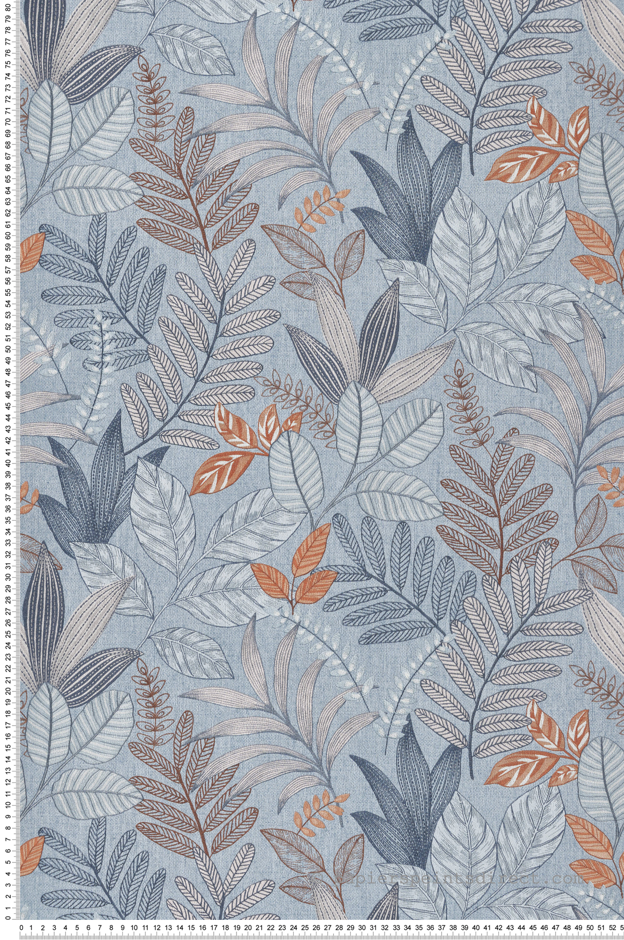 Papier peint Feuillage Brodé bleu clair noisette - Allure de Lutèce | Réf. LTC-AL26293